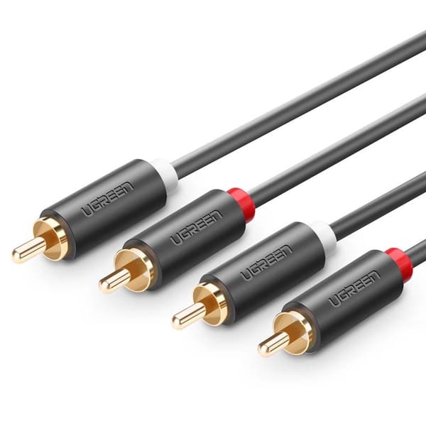 UGREEN AV104 10518 LYDKABEL 2RCA (HAN) / 2RCA (HAN) 2M - GRÅ