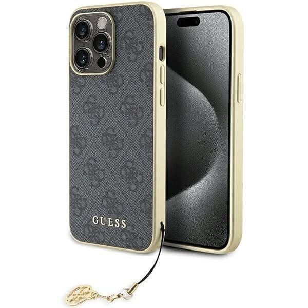 Guess 4G Charms Collection-deksel til iPhone 15 Pro Max - grå
