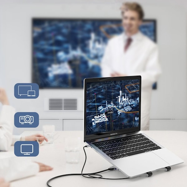 CHOETECH MULTIFUNKTIONEL STATION TIL LAPTOP HDMI/2XUSBA/USBC SORT