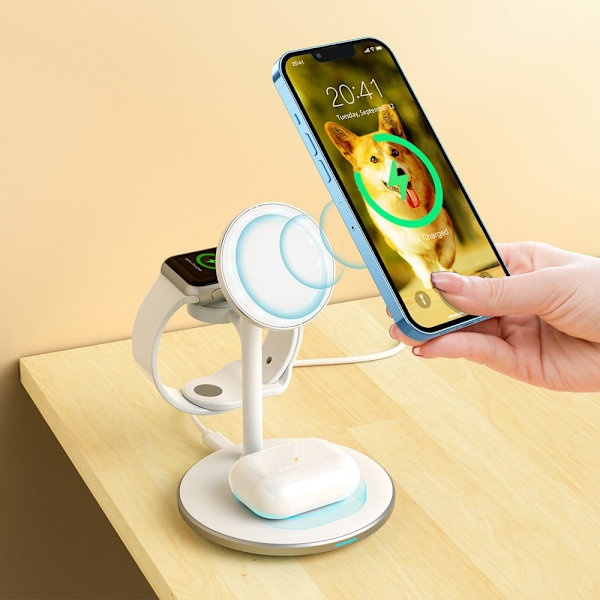 Choetech 3-i-1 induktiv ladestasjon for iPhone 13.12.14, AirPods Pro, Apple Watch svart (T585-F)