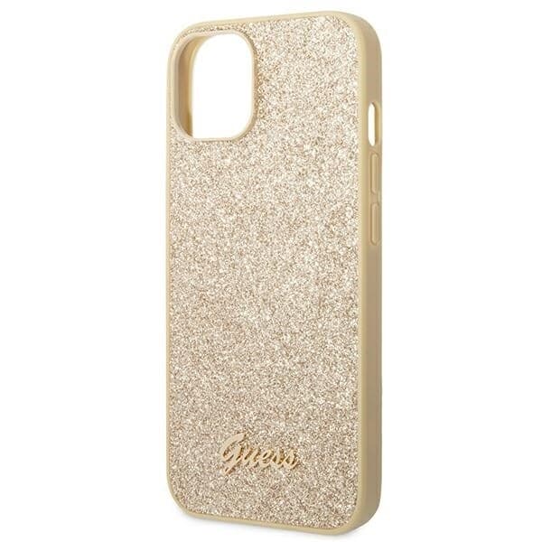 Guess GUHCP14MHGGSHD iPhone 14 Plus 6.7 gull/gull hardt deksel Glitter Script