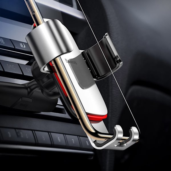 Baseus Metal Age Gravity Car Mount metall bil gravity mount for CD-spor sølv (SUYL-J0S)