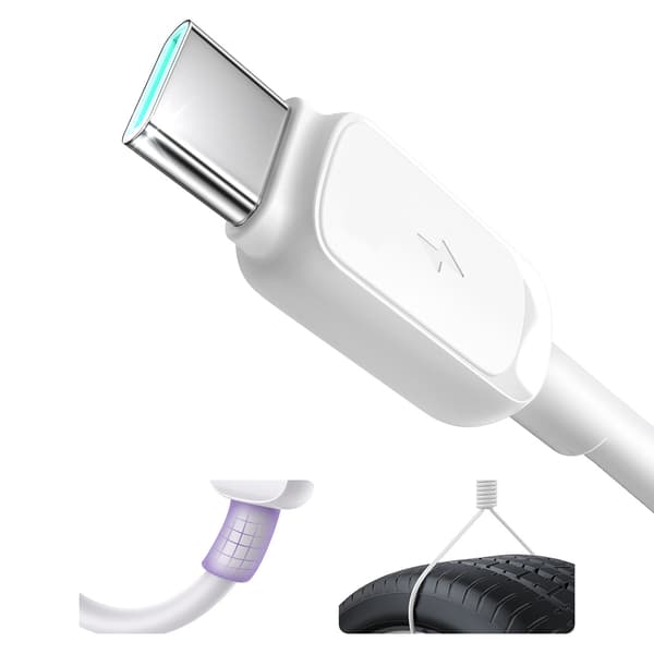 JOYROOM MULTI-COLOR SERIES A14 USB-A / USB-C 3A KABEL 1,2 M - HVID