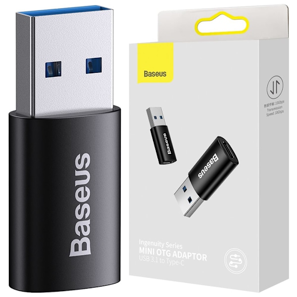 BASEUS ADAPTER USB 3.1 OTG TIL USB TYPE C HOLDBAR SORT Sort