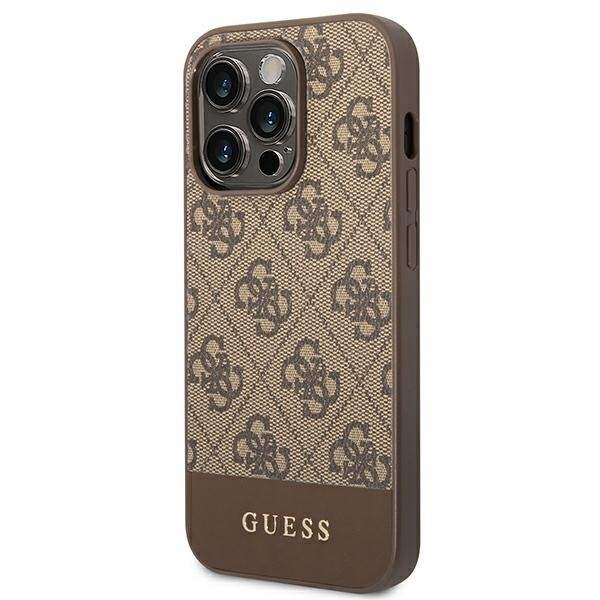 Guess GUHCP14LG4GLBR iPhone 14 Pro 6.1 brun/brunt hardt deksel 4G Stripe Collection