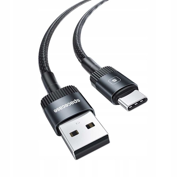 Utrymdsfodral Usb-C Till Usb Typ C-Kabel 1M 3A Svart För Snabbladdning