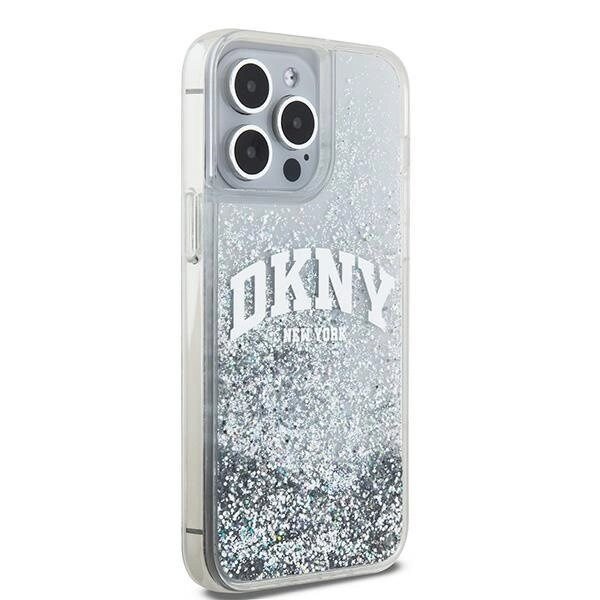 DKNY Liquid Glitter Big Logo beskyttelsesdeksel til iPhone 15 Pro - hvit