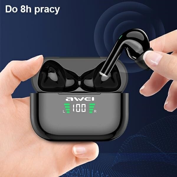 AWEI Bluetooth 5.1 T29P TWS hörlurar + dockningsstation svart/svart