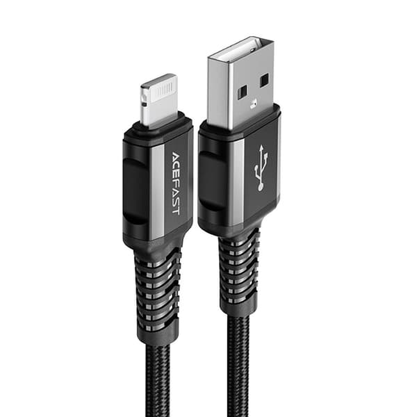 ACEFAST KABEL LANG STÆRK MFI USB - LYN 1,2M 2,4A SORT