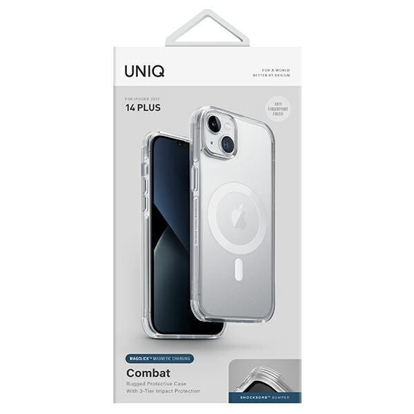 UNIQ-deksel Combat iPhone 14 Plus 6.7 Magclick Lader gjennomsiktig/due sateng klar