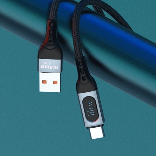 Dudao USB - USB Type C-kabel hurtiglader PD 66W 1m svart (L7Max)