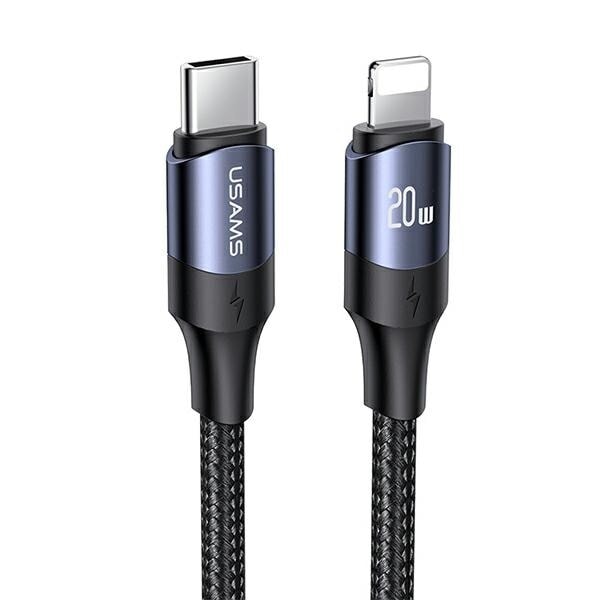 USAMS-kabel U71 USB-C till Lightning 1,2m 20W PD Snabbladdning svart/svart SJ521USB01 (US-SJ521)