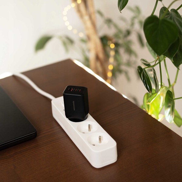 Rymdfall Usb C Laddare 65W Gaan För Telefon, Bärbar, Svart
