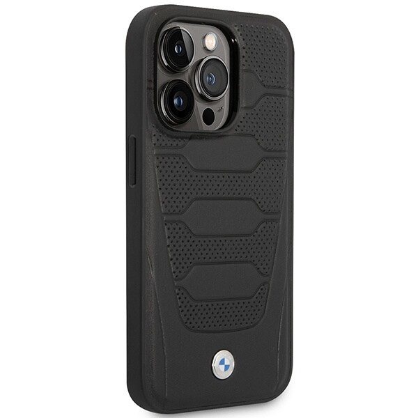 BMW BMHMP14L22RPSK deksel til iPhone 14 Pro - svarte skinnseter Mønster MagSafe
