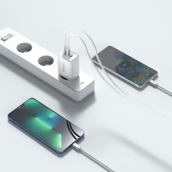 TECH-PROTECT C65W 3-PORTS NETVÆRKSOPLADER PD65W/QC3.0 SORT