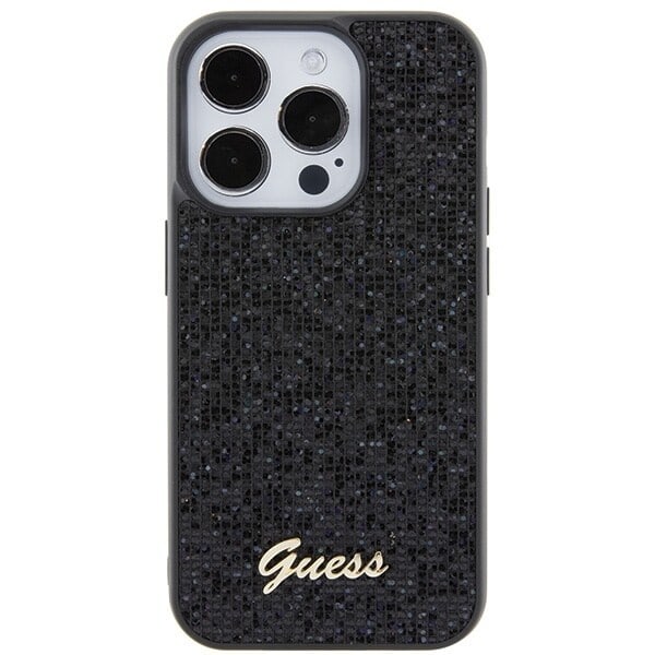 Guess Disco Metal Script-deksel til iPhone 15 Pro - svart