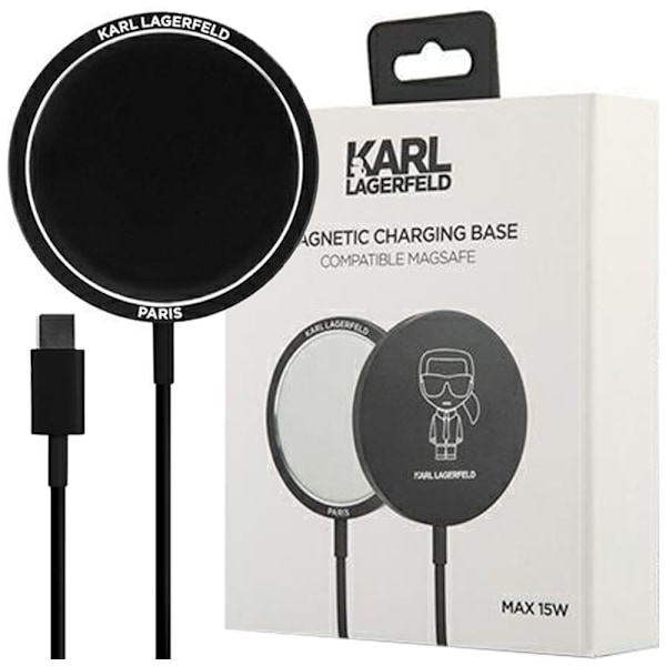 KARL LAGERFELD 15W INDUKTIV OPLADER MED MAGSAFE - SORT