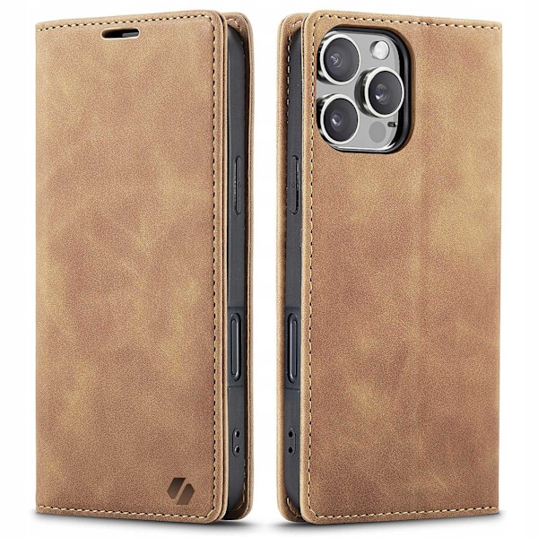 Spacecase Plånboksfodral Till Iphone 16 Pro Max Brunt Läderfodral