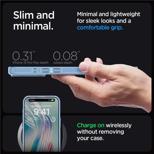 Spigen Crystal Hybrid, sierrablå - iPhone 15 Pro Max