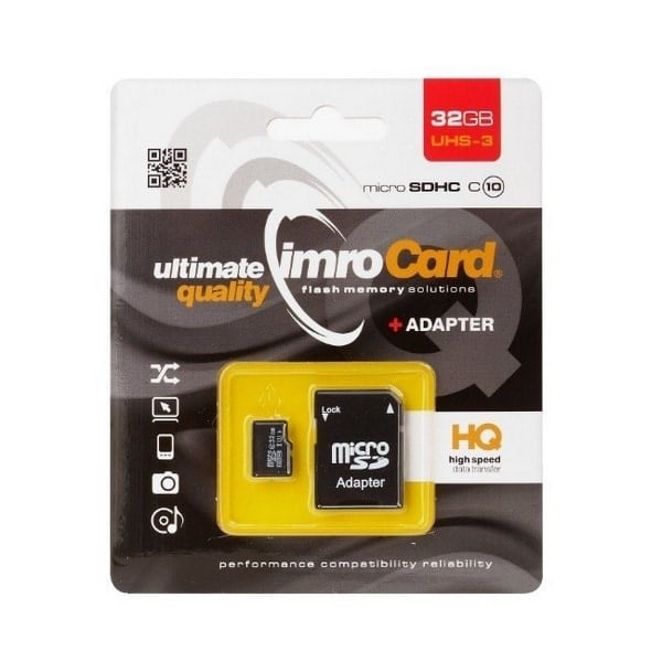 32GB Imro+ adp 10C UHS-3 microSD minneskort