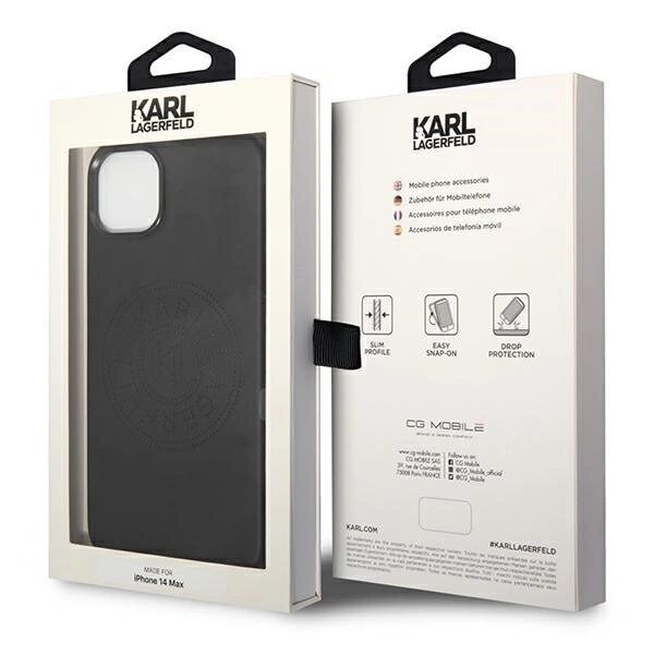 Karl Lagerfeld KLHCP14MFWHK fodral för iPhone 14 Plus hårdfodral - svart Läder Perforerad logotyp