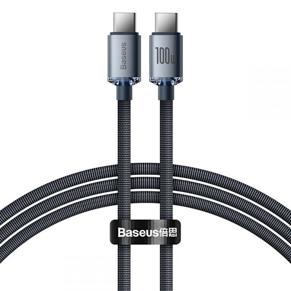 BASEUS CRYSTAL SHINE TYPE-C TYPE-C KABEL PD100W/3A 120cm SVART