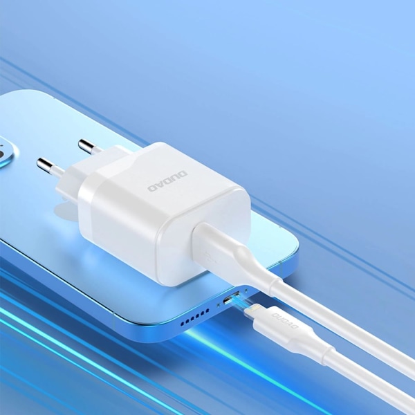 Dudao A20EU USB-A 18W vegglader - hvit + USB-A - mikro USB-kabel