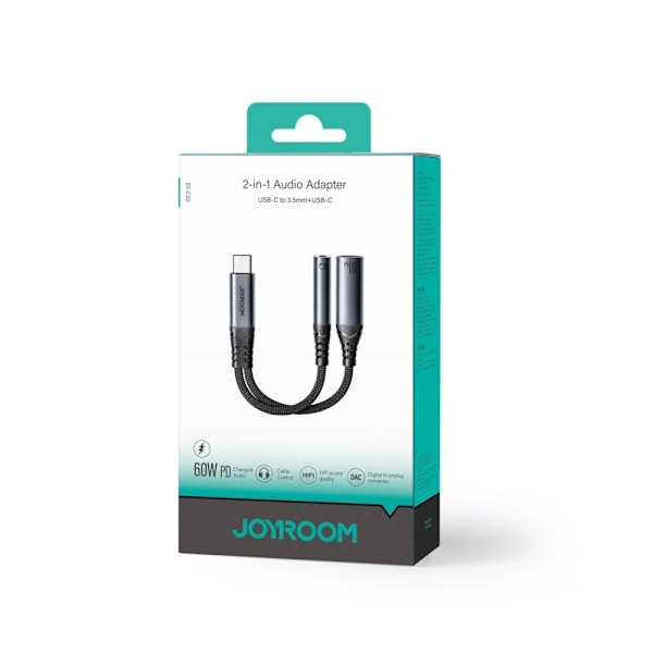 Joyroom SY-C02 2-i-1 DAC-adapter USB-C til USB-C / 3,5 mm minijack - svart