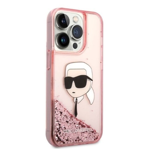 KARL LAGERFELD GLITTER KARL'S HEAD COVER TIL IPHONE 14 PRO MAX - PINK