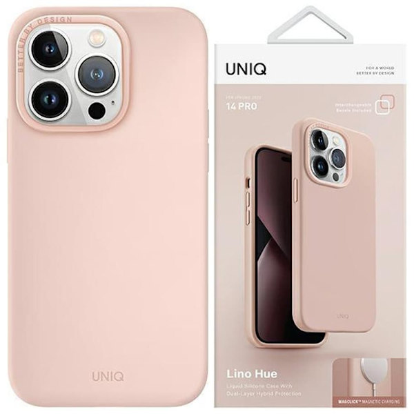 Uniq Lino Hue beskyttelsesdeksel iPhone 14 Pro Magclick For oppladbar rosa/rød rosa