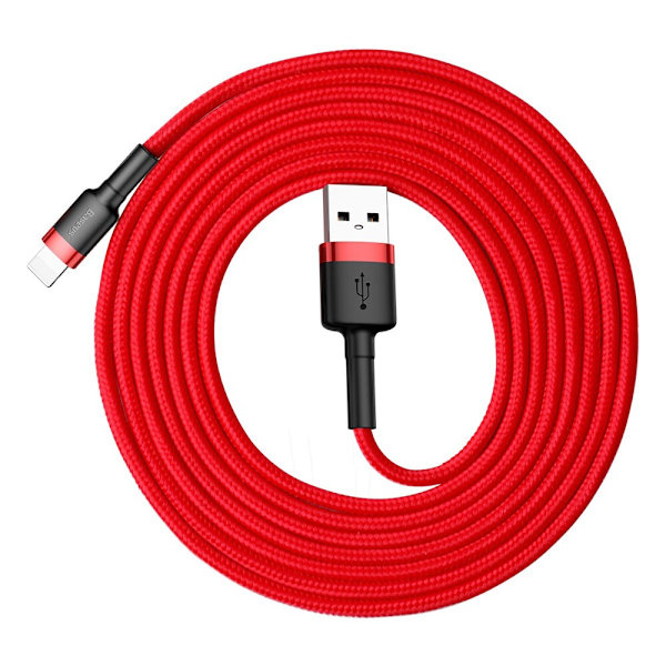 Baseus Cafule-kabel slitesterk nylonkabel USB / Lightning QC3.0 1,5A 2M rød (CALKLF-C09)