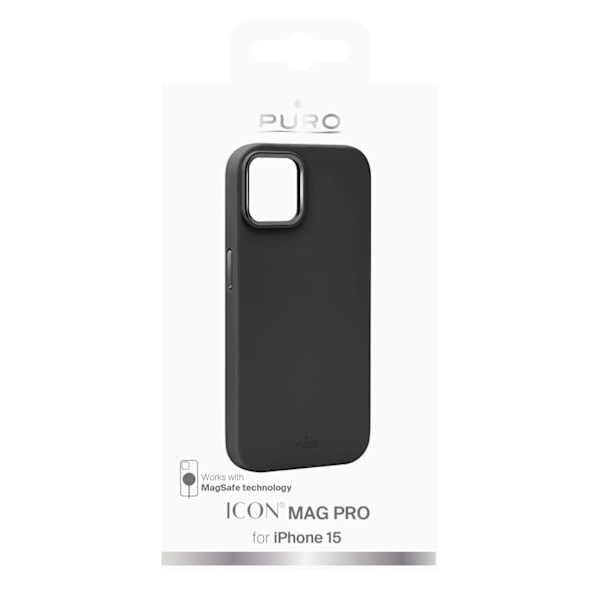 PURO ICON MAG PRO MAGSAFE SILIKONETUI TIL IPHONE 15 - SORT