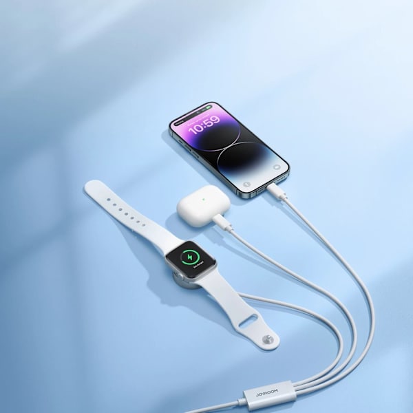 Joyroom S-IW007 3-i-1 kabel USB-A magnetisk lader - Lightning 1,2m - hvit