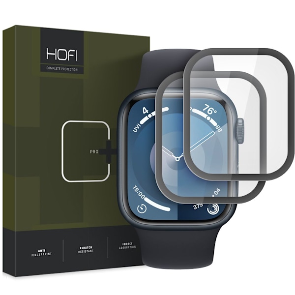 HOFI HYBRID PRO+ HYBRID GLAS 2-PAK APPLE WATCH 7/8/9 (45 MM) SORT