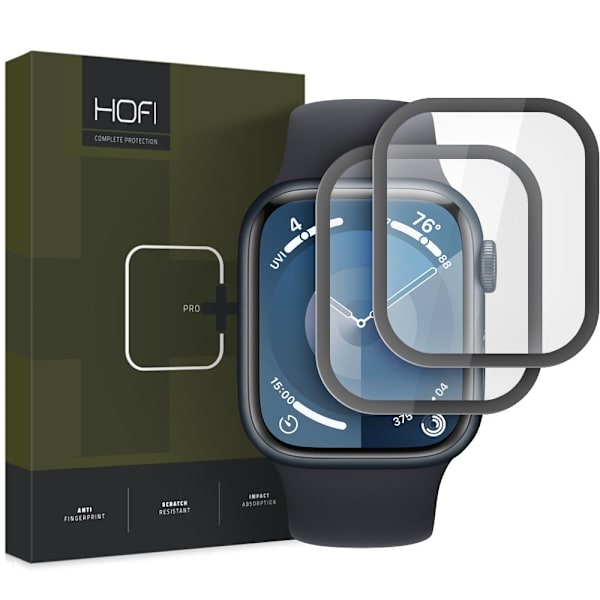 HOFI HYBRID PRO+ HYBRID GLASS 2-PAKK APPLE WATCH 7/8/9 (45 MM) SVART