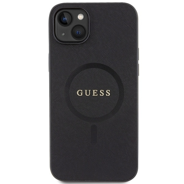 Guess GUHMP15MPSAHMCK iPhone 15 Plus 6.7 svart/svart hardt deksel Saffiano MagSafe