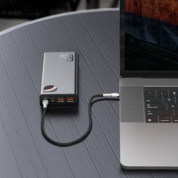 Baseus Adaman Powerbank 2x USB / 1x USB Type C / 1x micro USB 20000mAh 65W Quick Charge 4.0 Power Delivery svart (PPIMDA-D01)