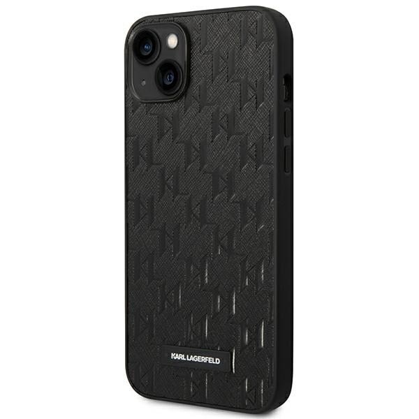 KARL LAGERFELD SAFFIANO MONO METAL LOGO ETUI TIL IPHONE 14 PLUS - SORT