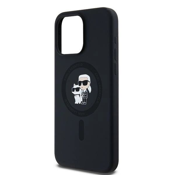 Karl Lagerfeld Silikon Karl&Choupette Ring MagSafe beskyttelsesdeksel til iPhone 15 Pro Max - svart