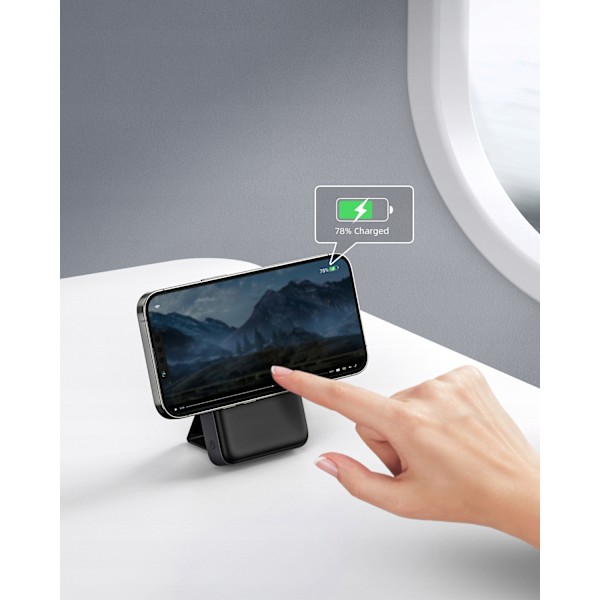 INNOSTYLE POWERMAG 2IN1 SNABB INDUKTION POWERBANK FÖR MAGSAFE 10000MAH STATIV SVART