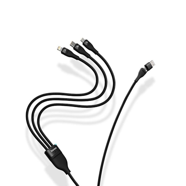 Baseus Flash-seriekabel USB Type C / USB Type A - USB Type C / Lightning / micro USB 100 W 1,2 m svart (CASS030101)