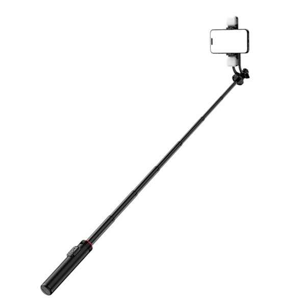 SELFIE STICK WC12YDS TELESKOPSTATIV 1,3 M ALUMINIUMSLEGERING MED DOBBELT LYS OG TELEFONHOLDER - SORT