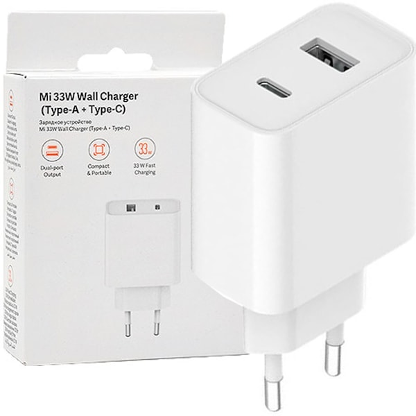 Xiaomi reiselader Combo rask USB-A / USB-C 33W PD vegglader hvit (BHR4996GL)