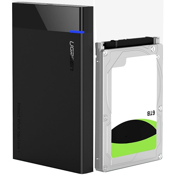 Ugrønt adapterdeksel for SATA 2.5 6TB USB-C 3.0 disk svart (US221)