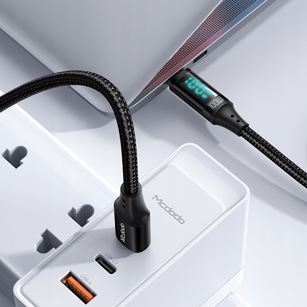 MCDODO CABLE MED DISPLAY USB-C SNABBLADDING USB TYPE C 5A 100W 1M
