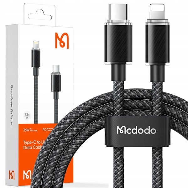 MCDODO LADDARE USB-C LIGHTNING-KABEL IPHONE 11 12 13 14 PRO 2M SVART