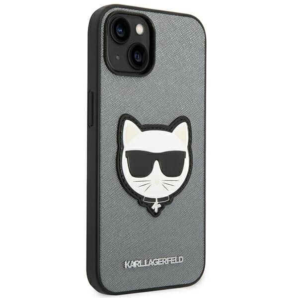 Karl Lagerfeld KLHCP14SSAPCHG iPhone 14 6.1 hardt deksel sølv/sølv Saffiano Choupette Head Patch