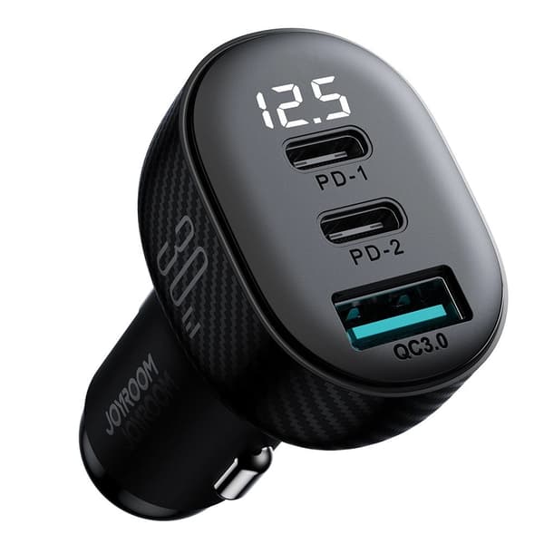 Joyroom JR-CCD04 30W 2x USB-C USB-A billader med display - svart