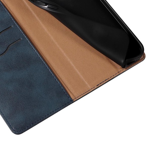 Magnetisk stroppdeksel for Samsung Galaxy S22+ (S22 Plus) lommebokbeskyttelse + anheng med minibånd i blått
