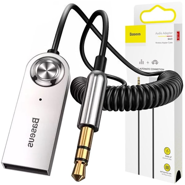 Baseus BA01 Bluetooth 5.0 lydmottakerkabel lydadapter AUX-tilkobling svart (CABA01-01)